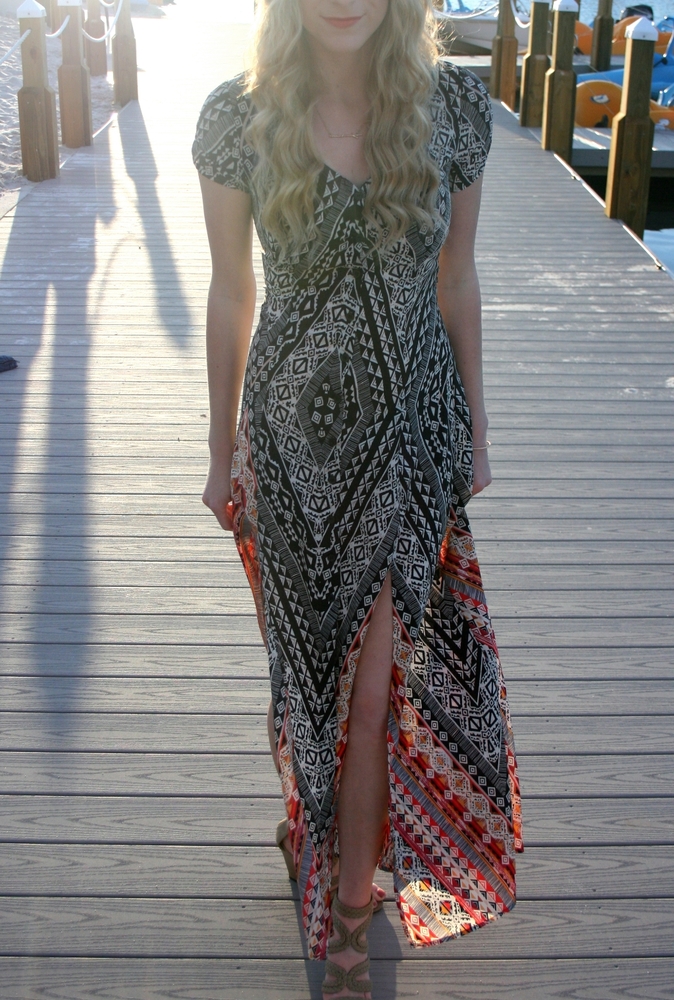Fire Los Angeles Aztec Print Maxi Dress
